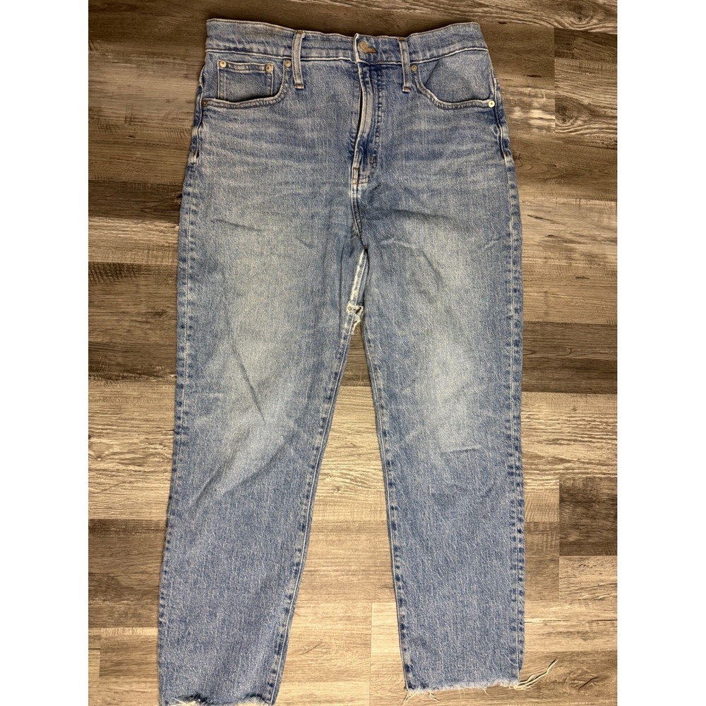 Madewell The Perfect Vintage Jean Light Wash Raw Hem Distressed Denim Size 31